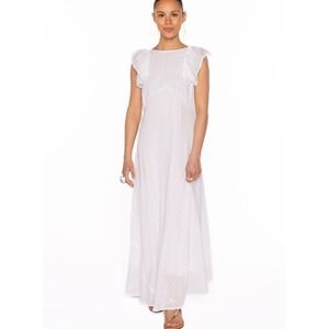 Lido Deia Dress White Checks All-Over Size M/L Ruffle Lined Sleeveless Maxi NWT